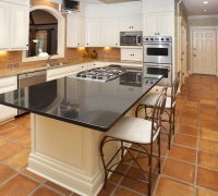 Black tiles dining table and modifier kitchen