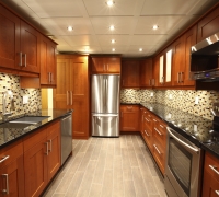 Close modular kitchen with wooden floor in Houston
